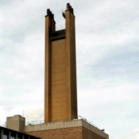 Image: The 80-metre high chimneys at Addenbrooke's Hospital